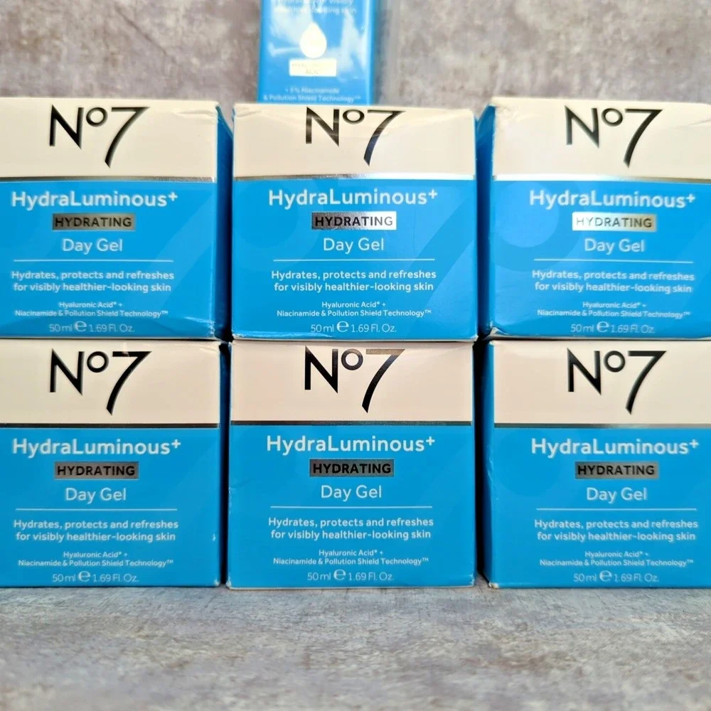Lot of 7 ~ No. 7 HydraLuminous Skincare~ Hydrating Day Gel & 2% Hyaluronic Serum